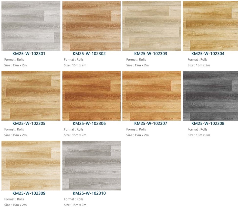 Oak Wood Look Vinyl Flooring Roll 1.8m-2m Width Heterogeneous Sheet Flooring