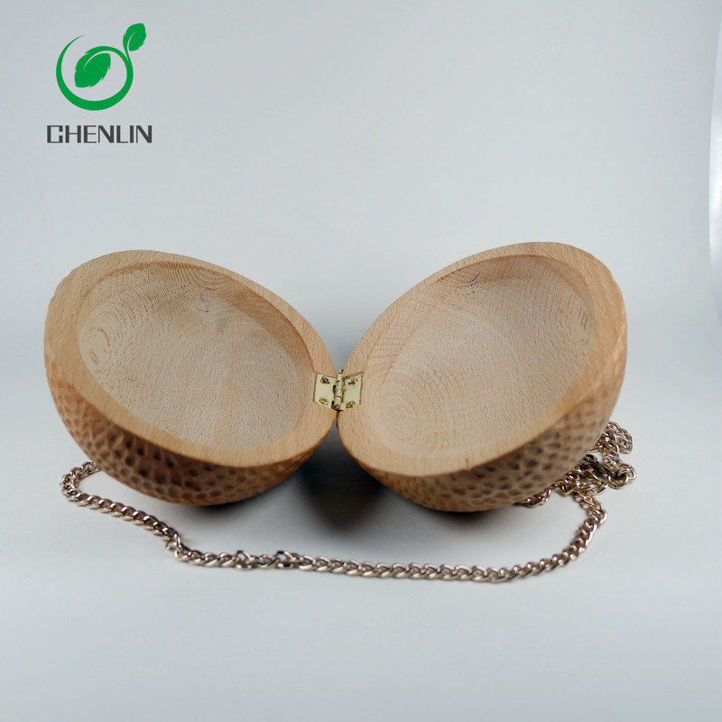 Smooth Hand Carved Wooden Clutch Bag Spacious Design for Ladies