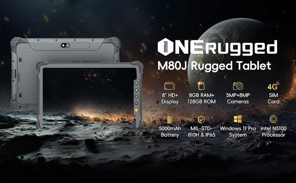 MIL-STD-810H Rugged PC Tablet ONE Rugged M80J 8 Inch Win11 Pro Outdoor Work