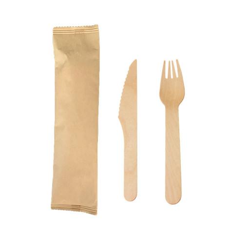 Buy cheap 2 In 1 Birch Disposable Wooden Spoons Forks Knife Cutlery Kit 6.3inch from wholesalers