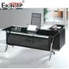Buy cheap Commercial Furniture Black Glass Desk With Metal Legs Customized from wholesalers
