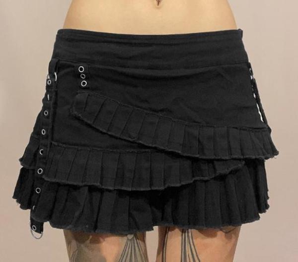 Small Quantity Clothing Manufacturer Women'S Sexy Denim Pleated Skirt D Buckle