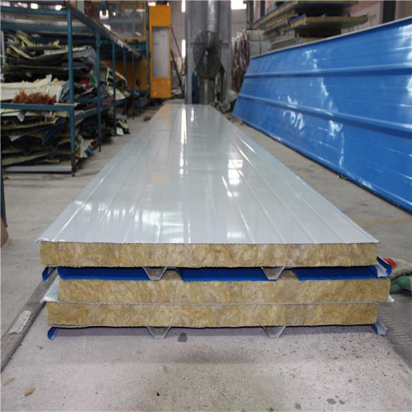 Buy cheap 0.326mm insulated rock wool sandwich roof panel for construction site from wholesalers
