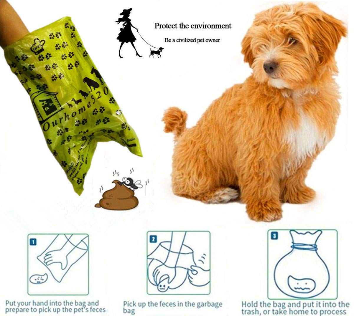 Environmentally Friendly Biodegradable Animal Waste Bags For Dog Waste Handling