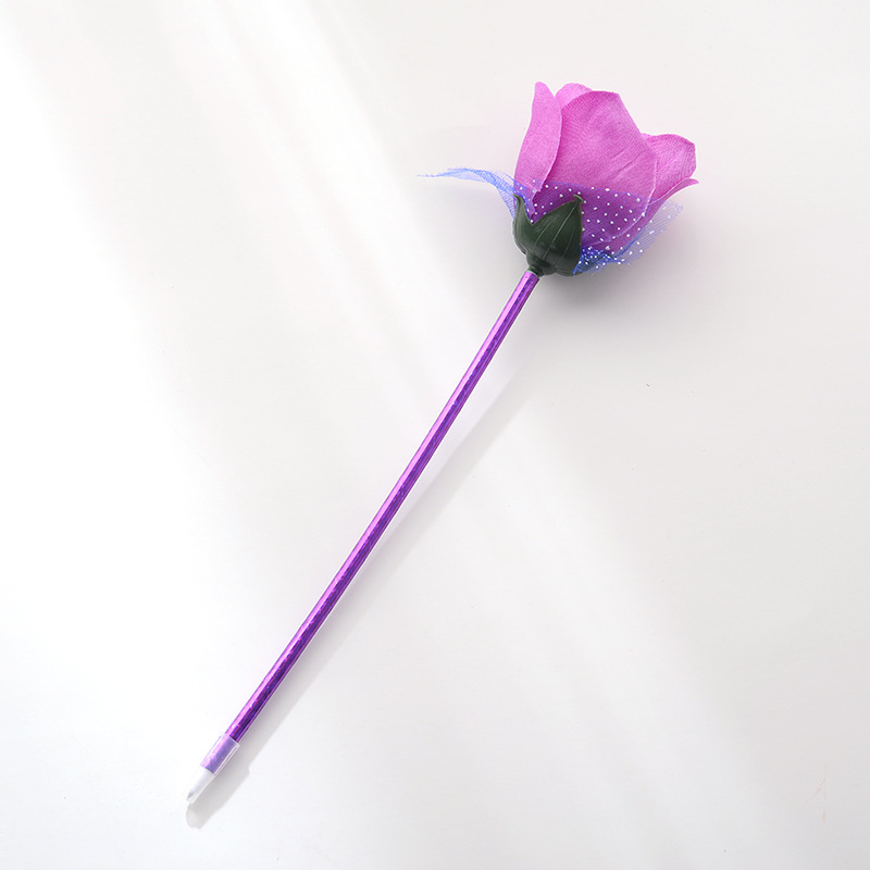 Blue Ink Color Custom Plastic Rose Flower Ballpoint Pen for Office School Writing