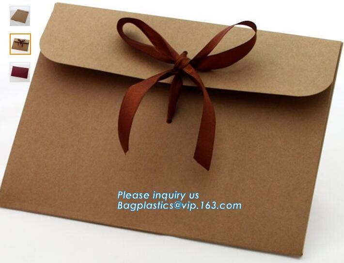 Custom design recycle kraft paper envelope with string,kraft fancy paper string tie gift folding envelope with ribbon cl