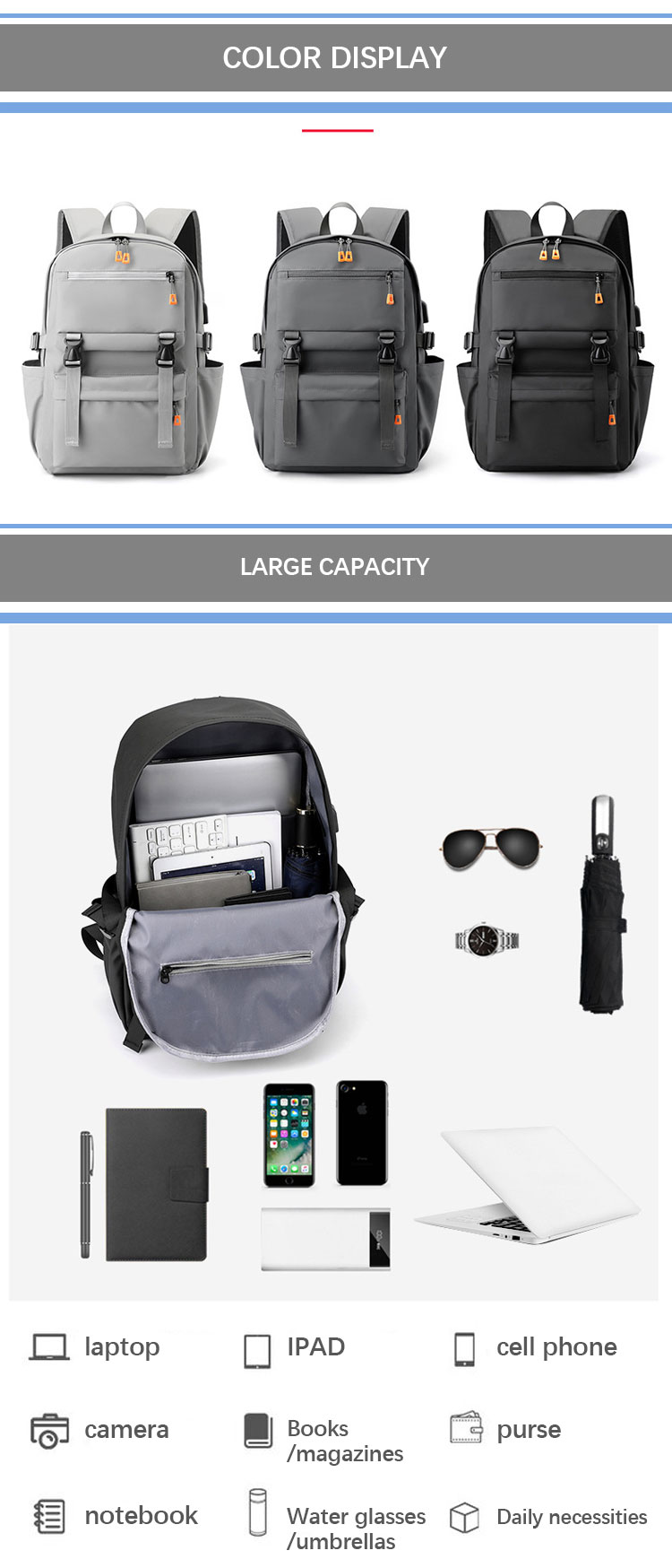 Unisex Waterproof Nylon 15 Inch Laptop Backpacks For Students School Wholesale