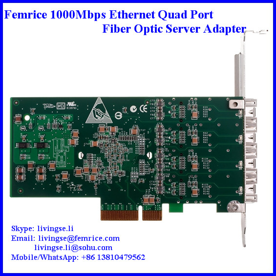 1000Mbps Quad Port Network Card SFP Slot Server NIC Network Card, LC Fiber