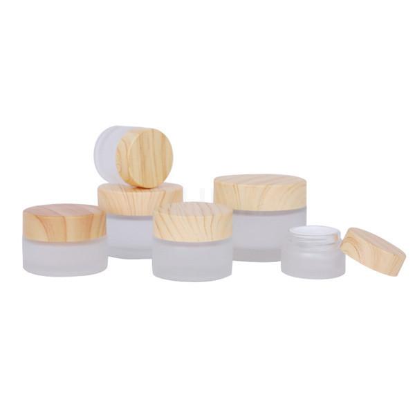 Buy cheap Skin Care Custom Cosmetic Jars Packaging White Forsted With Bamboo Lid from wholesalers