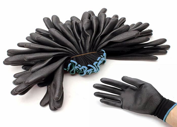 Industrial Black PU Coated Gloves Nylon Builders Grip Palm Coating Hand Gloves