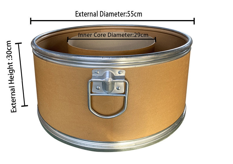 55cm Fiber Cable Drum Paperboard Barrel Steel Lid Fiber Shipping Barrels For Automatic Wire Cutting