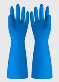 Buy cheap 33CM Industrial Nitrile Gloves Solvent Resistant 15 Mil Blue Household Task Use from wholesalers