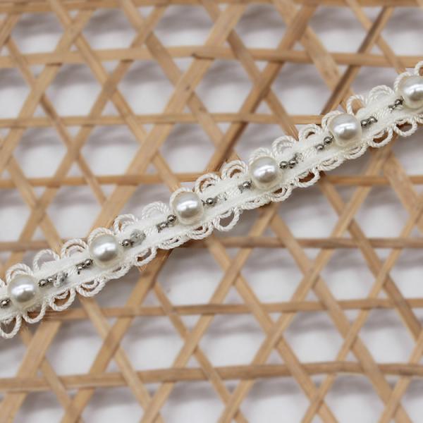 Buy cheap KJ20020 Crochet Braided Pearl Ribbon Trim 10mm from wholesalers