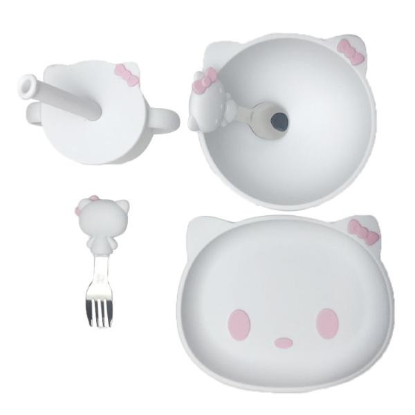 Buy cheap Customized Sizes Cartoon Kitten Shape Baby Silicone Feeding Set Bpa Free from wholesalers