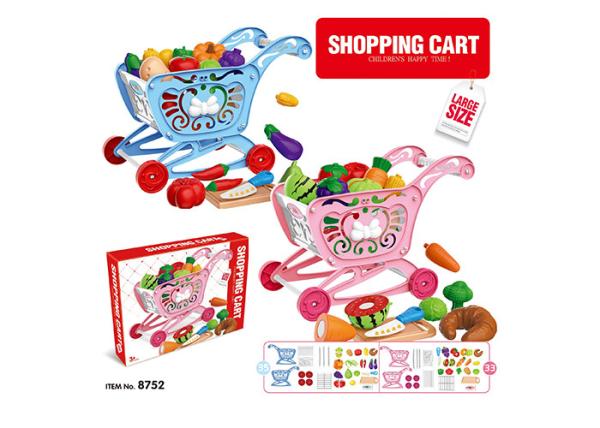 Buy cheap W / Fruit Age 3 Pink 33Pcs Childrens Toy Kitchen Sets 17 " Pretend Play Cashier Shopping Cart from wholesalers