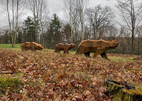 Buy cheap Outdoor Decoration Rusty Steel Geometry Family Bear Sculpture from wholesalers
