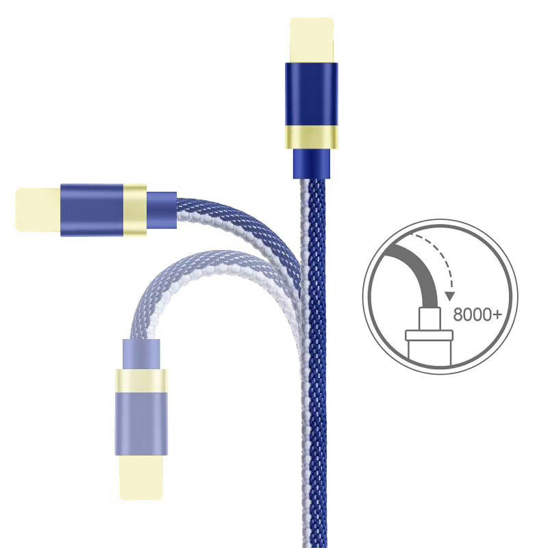 2.5A Gold Plated Denim Fast Charger Cable 480mbps Transmission Speed
