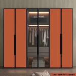 Luxury Bedroom Wardrobe In Organge Color Door With Led Lighting
