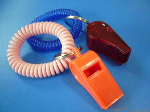 Buy cheap Promotional Plastic Whistle in Red Color w/Wrist Coil Band from wholesalers