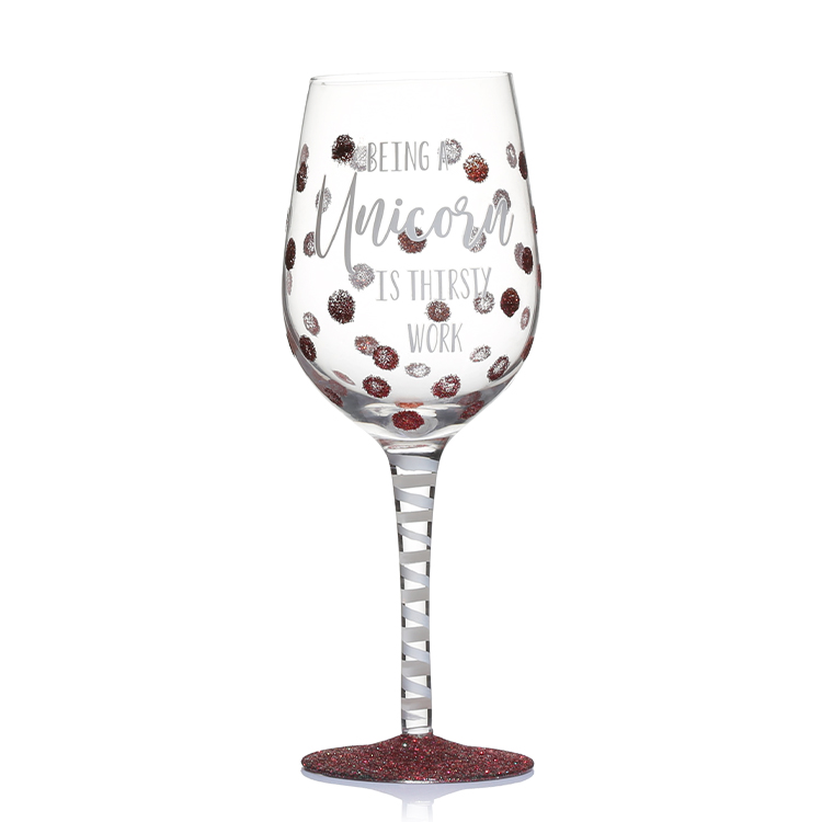 Eco-Friendly Glassware Accepts Custom Logo Personalized Glitter Pink Wine Glass Gifts