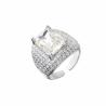 Buy cheap OEM S925 Silver Diamond Ring Crystal Gemstone Mens Hip Hop Rings from wholesalers