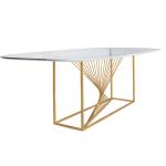 Oval Metal Legs Marble Pedestal Table