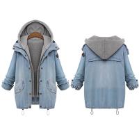 Buy cheap Cheap Plus size drawstring twinest hooded outwear denim coat for women product