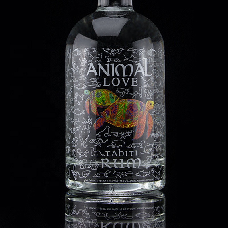 Flint Glass 2022 Design Clear Decal Glass Bottle for Gin Whisky Rum Tequila Brandy