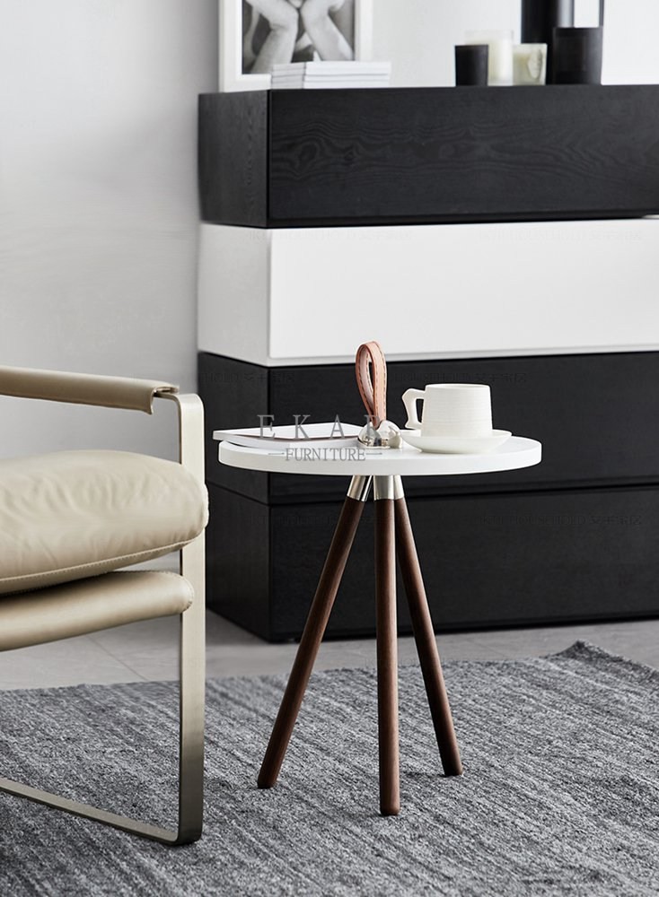 Modern Design Colorful Round Wooden Legs Side Table Set