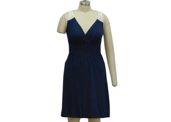 Buy cheap Fashion Deep V Neck Bodycon Dress , Sexy Backless Summer Dresses Navy Blue from wholesalers