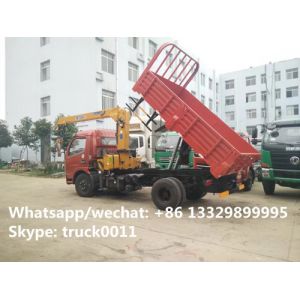Buy cheap hot sale cheapest price dongfeng 2.5tons telescopic boom mounted on dump truck, factory dongfeng dump truck with crane from wholesalers
