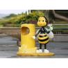 Buy cheap Fiberglass Honeybee Cartoon Character Statues Decorative With Metal Trash Can from wholesalers