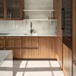 Frame-line Door Panel Kitchen Cabinet Design Cherry Wood Veneer Kitchen Cabinet