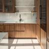 Buy cheap Frame-line Door Panel Kitchen Cabinet Design Cherry Wood Veneer Kitchen Cabinet For Ghana Villa Project from wholesalers