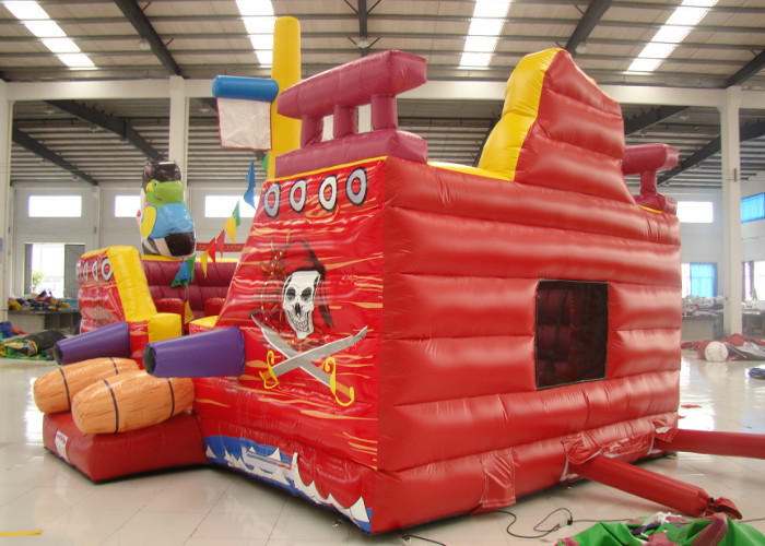 Double Stitching Pirate Bounce House , Pirate Ship Inflatable Bouncer
