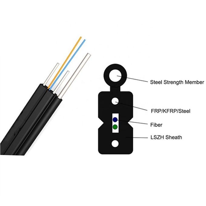 GJYXCH FTTH Outdoor Self Supporting Drop Cable 2 Core G657A1 fiber Figure 8 Fiber Optic Cable steel wir