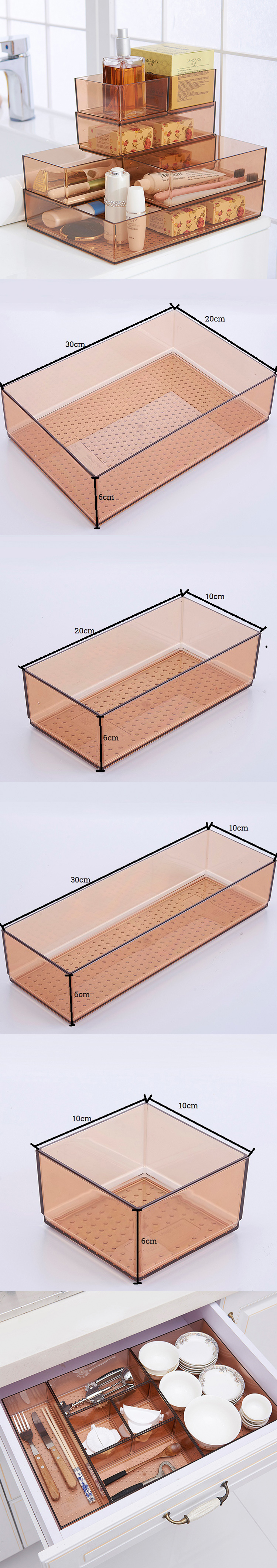 10x10 Clear Kitchen Drawer Organizer Plastic Storage Organizer For Cabinet