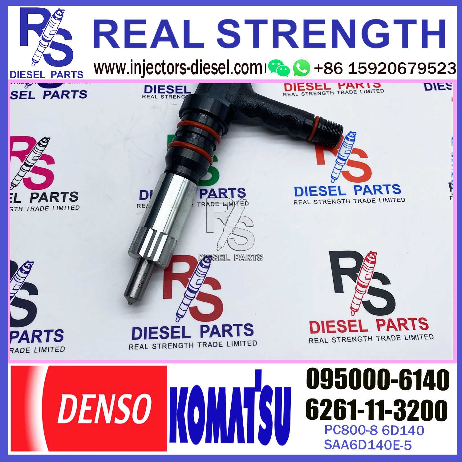 095000-6140 Denso Diesel Fuel Injectors 6261-11-3200 6261-11-3201 For Komatsu
