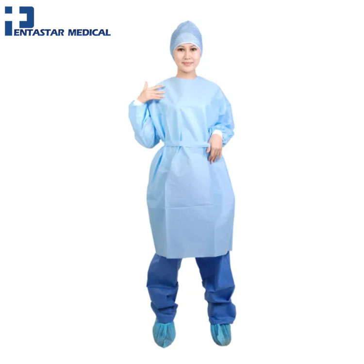 Material 18gsm to 60gsm Waterproof Non-woven SMS Patient Gown with Long Sleeve