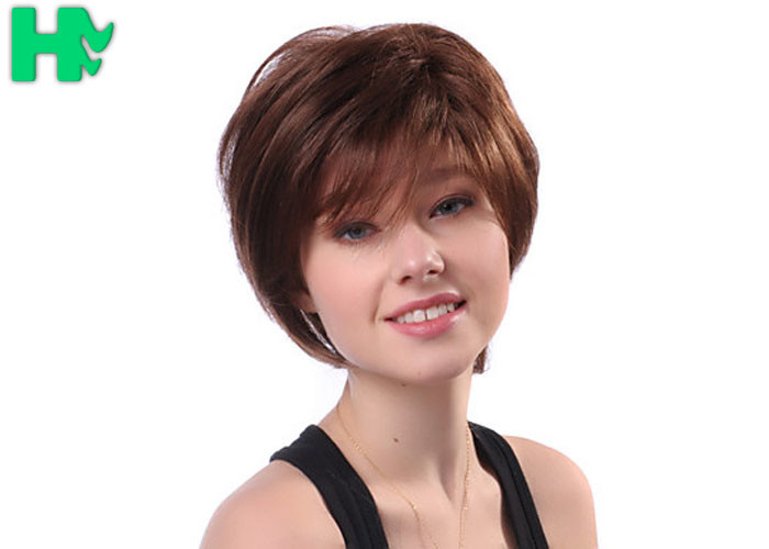 Straight Refreshing Style Wavy Synthetic Hair Wig For Women Dark Brown