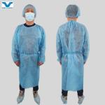 Soft Anti Static SMS/PP/PP PE Isolation Gowns Adequate Supply in Blue Logo