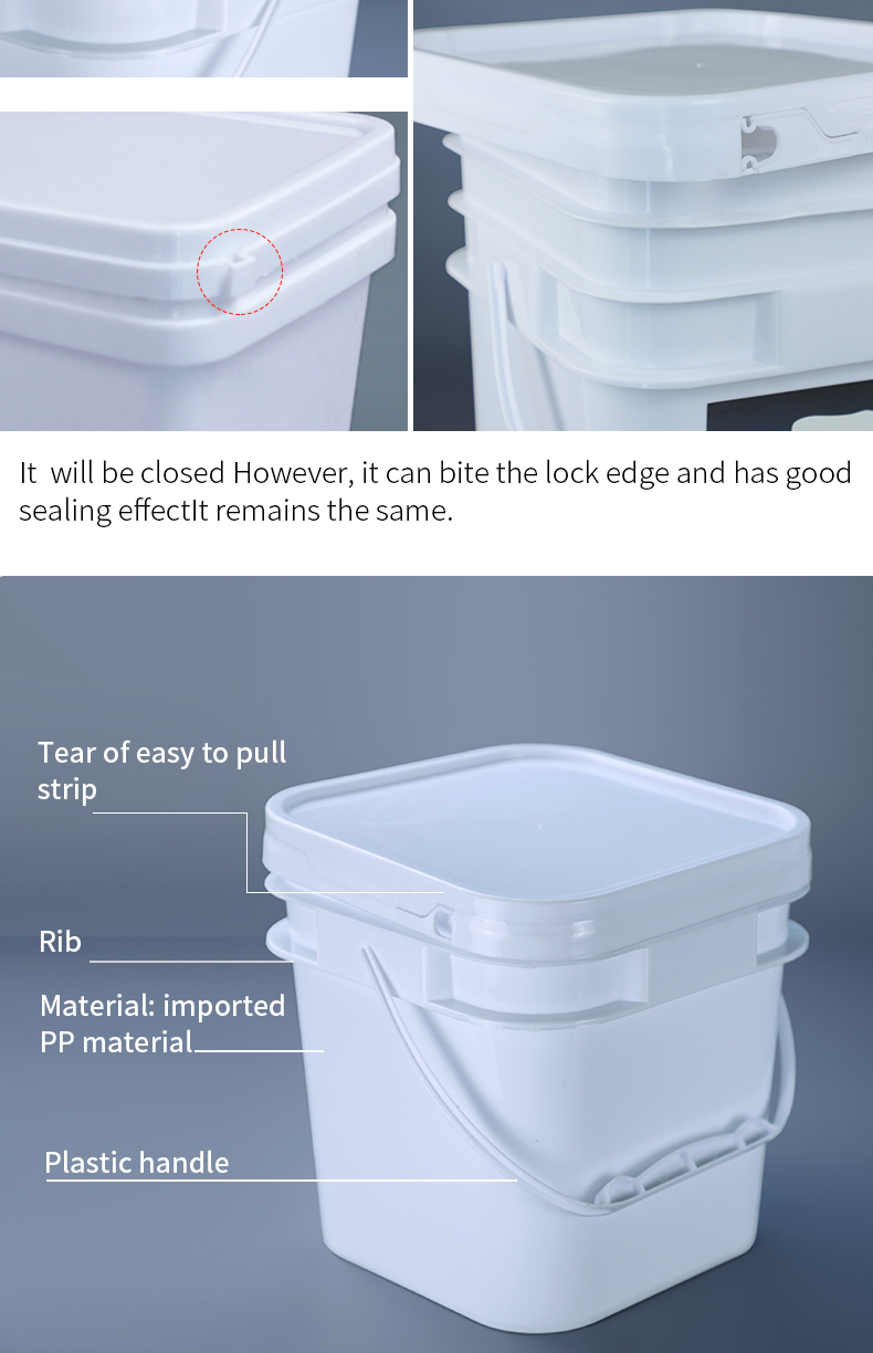 ISO 9001 5 Gallon Chemical Containers White Bucket 141*103*120mm