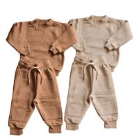 Buy cheap Unisex Kids 300gsm Fleece Cotton Sweatshirt Set Ribbed Neck Pullover Sweater product