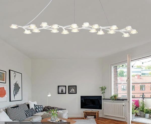 Buy cheap Nordic Adjustable Line Stretch white Chandelier bedroom dining room LED Net Circle Chandelier(WH-MI-354) from wholesalers