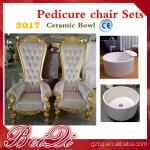 2017 hot sale king throne pedicure chair with round pedicure bowl , Pink spa