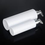 PET White Round Shower Gel 200ml 500ml Silver Top Serum Conditioner Plastic