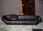 Baxter Tactile Leather Arm Restaurant Sofa Set Solid Wood Frame With Plump