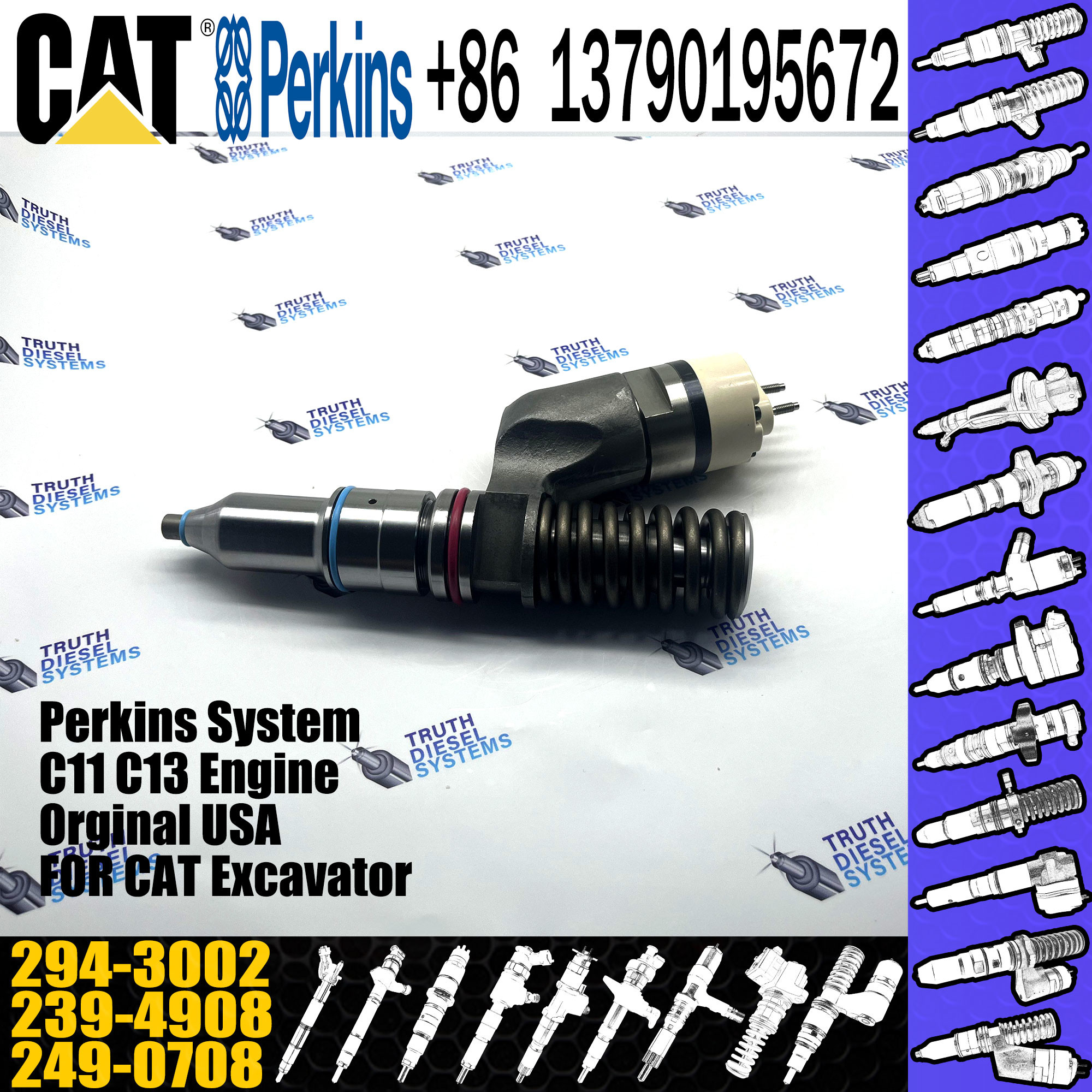 CAT C11 C13 Injector Repair Kits For Excavator 345C 345D 349D inyector 294-3002 249-0713 250-1309 253-0608 292-3666