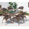 Buy cheap Glass Top PE Rattan Garden Dining Table And Chairs 5pcs Sets from wholesalers