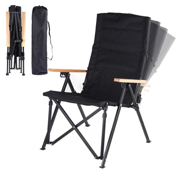 Metal 4-Position Adjustable Backrest Folding Chair for Camping Fishing Hiking